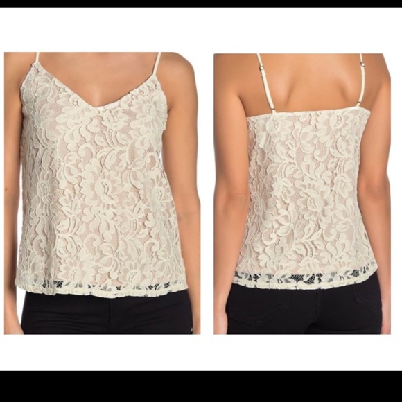 Socialite Tops - SOCIALITE Lace Beige Tank Top